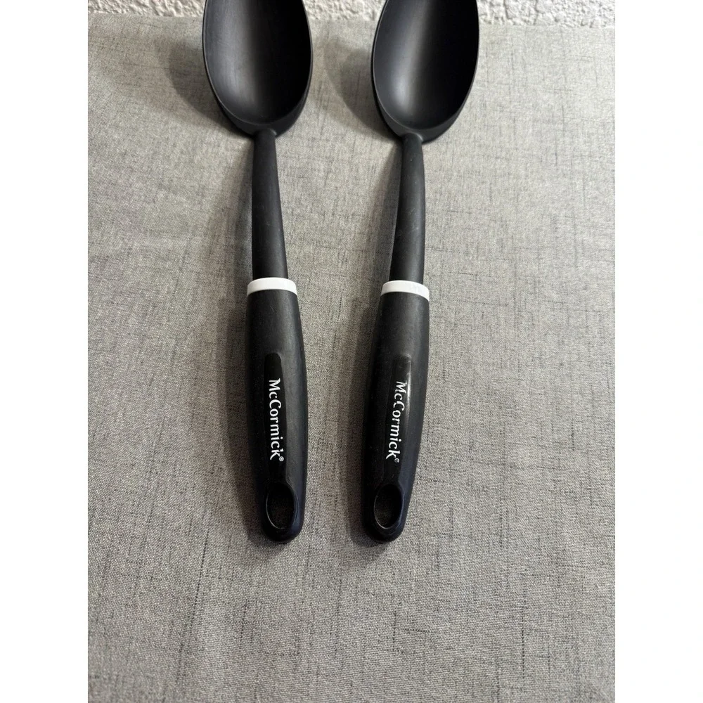 McCormick Black Kitchen Utensil 2 Piece Set Solid Spoons